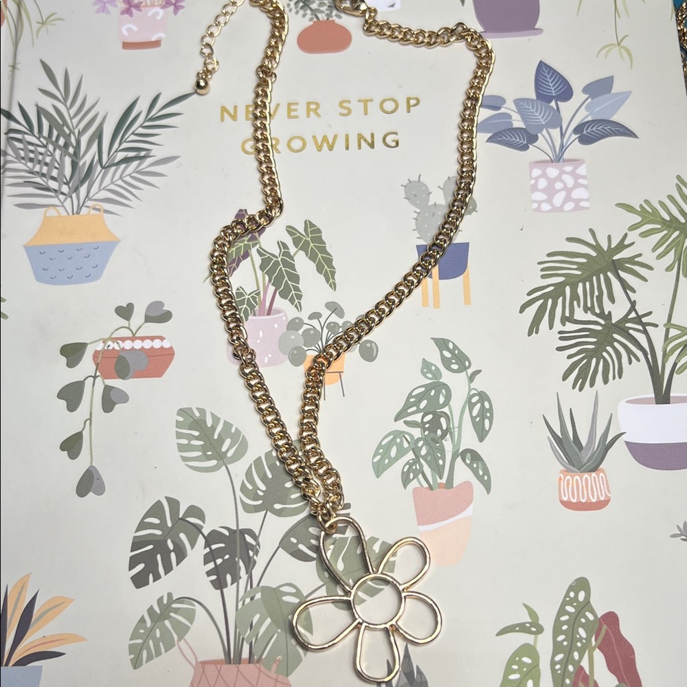 Target Gold Floral Outline Necklace